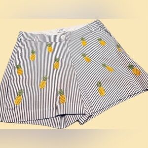 Striped Pineapple Print Women's Shorts